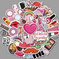 50 autocollants de maquillage imperméables pour ordinateurs et bagages aux designs mignons - Série Essentials pour Filles (50 Feuilles)