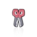 Cartoon enamel scissor brooch with pink handles and big eyes in a creative letter series - Cc1752