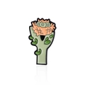 Cartoon enamel pin featuring green letter Y with an orange bird nest and leaves - Cc1753