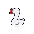 Cartoon white goose enamel pin badge with red heart detail and black outlines - Cc1754