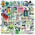 Set di 50 adesivi alieni verdi, decalcomanie impermeabili per bagagli e computer portatili - 50 Disegni Assortiti