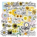 50pcs waterproof sunflower and daisy stickers with inspirational quotes for luggage - Daisy Slogan Series