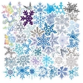 50 Stück weihnachtliche Schneeflocken Sticker in Blau und Lila für Laptop und Reisekoffer - Schneeflocken-Muster-Serie (CNY214)