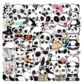 Set de 50 pegatinas de panda impermeables con varias poses lindas y patrones de comida - Serie de Pandas de Dibujos Animados