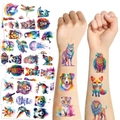 Bunte Aquarell Tier Tattoo Sticker Set für Kinder wasserfeste Party Tattoos Aufkleber - Aquarelltiere Serie (10 Blatt Pro Packung)