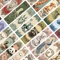 30pcs vintage animal bookmarks featuring lions and owls with baroque style frames - Animal Series / 30 Sheets