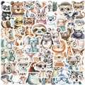 50 adesivi animali impermeabili con occhiali per valigie e decorazione di diari - Serie Animali con Occhiali 50 Fogli (SJS258)