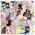 Lot de 50 autocollants de chats mignons et fleurs, étanches pour valises et journaux - Série Chat Floral