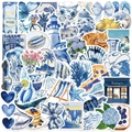 Set di 50 adesivi blu in stile acquerello per laptop e decorazione di chitarre - Stile Acquerello Blu