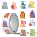 Rol met 500 dinosaurus beloningsstickers met motiverende teksten in het Engels - Cartoon Dinosauriër Beloningsstickers (JJT230)