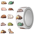 Roll of 500 cartoon sleepy animal stickers featuring leopard crocodile and pig illustrations - Cartoon Sleeping Animals Style (JJT202)