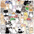 Variety pack of 55 cute cartoon cat meme stickers for DIY laptop and guitar decoration - Q Edition Cat Meme Series (YCK249)