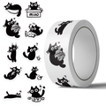 Rol met 500 schattige zwarte kattenstickers voor planners en enveloppen decor - Zwarte Kat Illustratie