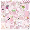 50pcs cute pink aesthetic stickers for laptop and guitar decoration in soft girl style - Pink Aesthetic Style
