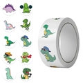 Rotolo da 500 adesivi di dinosauri cartoni per decorazioni e sigilli per buste - Motivo Dinosauro Animato (sku_988097985295)