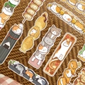Pack de 30 marcapáginas japoneses de gatos con diseños de comida sobre esterilla - Serie Gato (QH473)