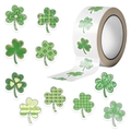 Rotolo di 500 adesivi a trifoglio per San Patrizio con motivi verdi e scritta Good Luck - Stile Trifoglio Verde (JJT281)