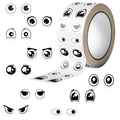 500-count cartoon eye sticker roll with various cute and expressive black and white designs - Cartoon Eyes Style (JJT279)