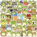 Lot de 50 autocollants de grenouilles de dessin animé imperméables pour ordinateurs - Petite Grenouille Variée de Dessin Animé (YCK252)