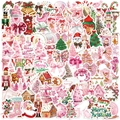 Lot d'autocollants de Noël roses avec Père Noël et sapins pour décoration DIY de valise - Série de Noël Rose (YCK421YCK422)