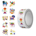 Rolle mit 500 Happy Purim Aufklebern mit 10 bunten festlichen Masken- und Clown-Designs - Bunt