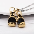 Retro stainless steel boxing glove pendant necklace with gold and black enamel details - Gold Pendant Only (Without Chain)