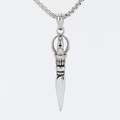Buddhist Vajra Phurba pendant necklace in retro silver finish with stainless steel box chain - Silver Color Pendant Only (Without Chain)
