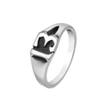 Anillo vintage de hombre en acero de titanio plateado con número 13 grabado - US 7 / Color acero