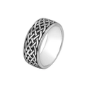 Anello vichingo in acciaio al titanio con motivi celtici e finitura argento retrò per uomo - US 13 / Color Acciaio