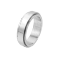 Anello rotante in acciaio al titanio argento lucido con fascia interna girevole - US 5 / Color Acciaio