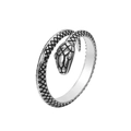 Anello a serpente vintage in argento con texture a scaglie dettagliate in stile punk - US 7 / Color Acciaio