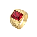Anillo vintage de oro para hombre con gran gema roja rectangular y grabados - Dorado Piedra Roja / US 7