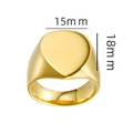 Anillo de sello corazón de acero de titanio dorado con acabado espejo de 15x18mm - Talla 6 / Estilo Corazón Dorado (13-C-1)