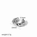 Silver twisted rope earcuff in polished stainless steel with 19mm outer diameter size - Silver Twisted Rope Textured Ear Cuff (TE60739-S)
