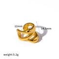 Three-layer 18k gold-plated stainless steel ear cuff with a 12mm inner diameter - Gold Streamlined Wave Shape Ear Cuff (TE60740)