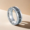 Bague rotative en acier inoxydable pour homme avec chaîne noire centrale décompression - Taille 7 / 36-E-1 Style Bague Acier Engrenage Noir