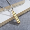 Gold cylinder perfume pendant with silver box chain on grey stone background - Pendant Only (No Chain) / Gold