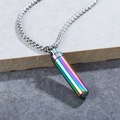 Rainbow gradient stainless steel perfume bottle pendant necklace with silver box chain - Pendant Only (No Chain) / Colorful