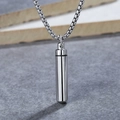 Minimalist silver stainless steel perfume bottle pendant on a box chain necklace - Pendant Only (No Chain) / Steel