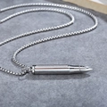 Collier avec pendentif balle en argent serti de zircons et chaîne à mailles carrées - Pendentif Couleur Acier Uniquement (Sans Chaîne)