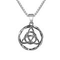 Collana celtica Triquetra vintage in acciaio inossidabile ossidato con catena a perle - Ciondolo Color Acciaio, Senza Catena