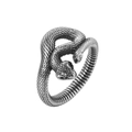 Anello a due teste di serpente rétro in argento vintage con trama a squame realistica - US 7 / Color Acciaio