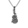 Retro punk guitar and snake pendant necklace in polished vintage stainless steel for men - Guitar Snake Style / Silver