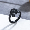 Anello a serpente nero vintage con texture a scaglie dettagliata in stile gotico punk - US 7 / Nero