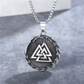 Collana con pendente Valknut vichingo vintage in acciaio inossidabile con catena - Ciondolo Solo (Senza Catena) (Colore Acciaio)
