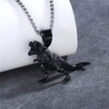 Collana con ciondolo a forma di dinosauro T-Rex nero opaco con catena a maglia veneziana - Ciondolo Color Nero Solo (Senza Catena)