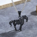 Vintage stainless steel necklace featuring a detailed black galloping horse pendant - Black Pendant (No Chain)
