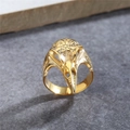 Anello gotico a teschio di uccello vichingo in acciaio dorato con bussola nordica Vegvisir - US 7 / Oro