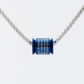 Cross stainless steel necklace with blue purple prayer cylinder pendant on white background - Blue Pendant Only (Without Chain)