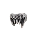 Retro stainless steel monster claw ring for men with vintage silver fangs and weathered finish - Size 7 / Steel